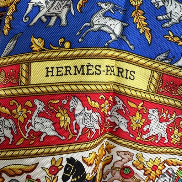 🔹 Hermès Silk scarf  CHASSE EN INDE - Picture 7 of 16